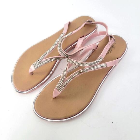chatties Shoes - Chatties Pink Rhinestone Thong Flip Flop Sandals - 9.5/10